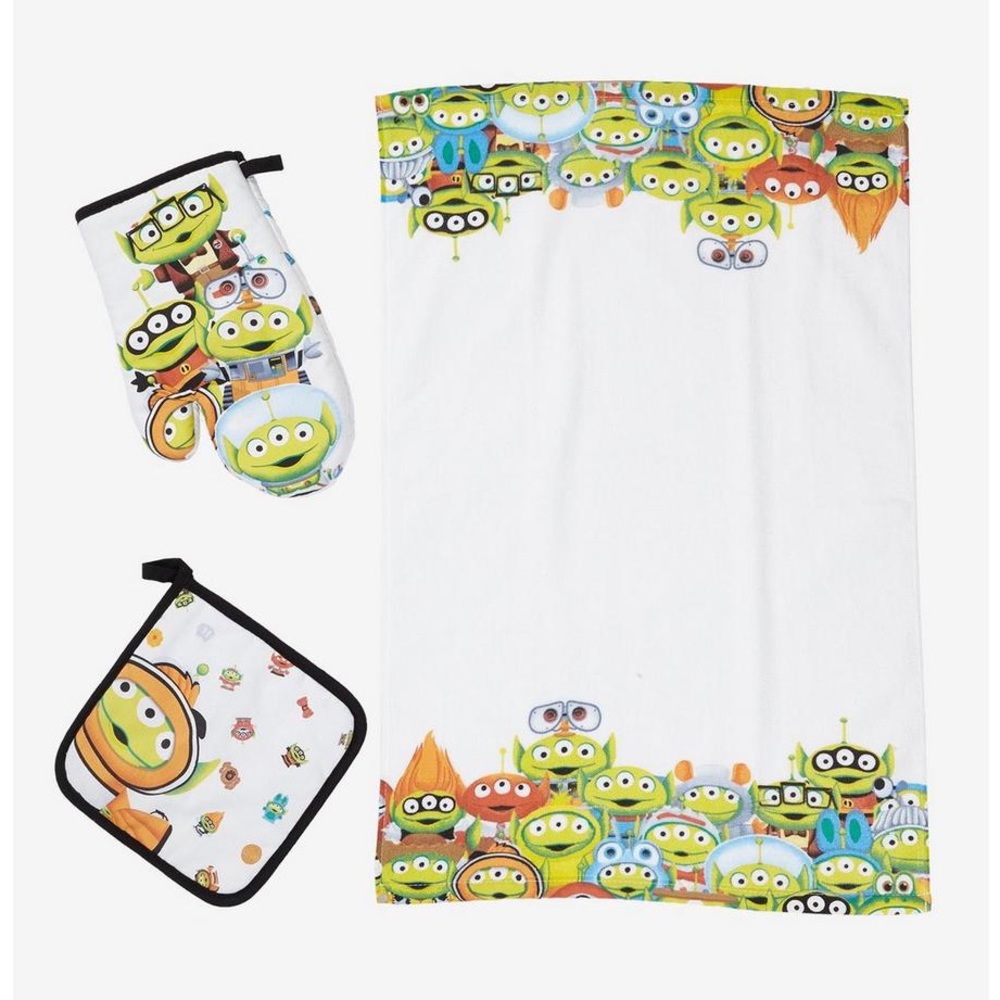 NWOT Disney Pixar Toy Story Alien Remix Kitchen Towel Oven Mitt Potholder Set